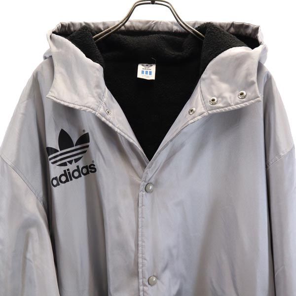 アディダス 80s ヴィンテージ デサント製 ベンチコート L シルバー adidas 裏ボア メンズ