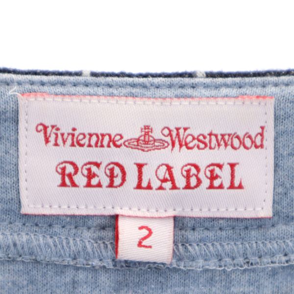 ヴィヴィアンウエストウッド レッドレーベル ウールブレンド ストライプ 長袖 ワンピース 2 グレー Vivienne Westwood Red Label レディース