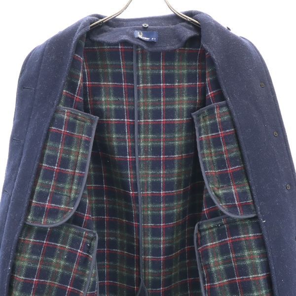 FRED PERRY フレッドペリー ウールブレンド ステンカラーコート S 紺 レディース