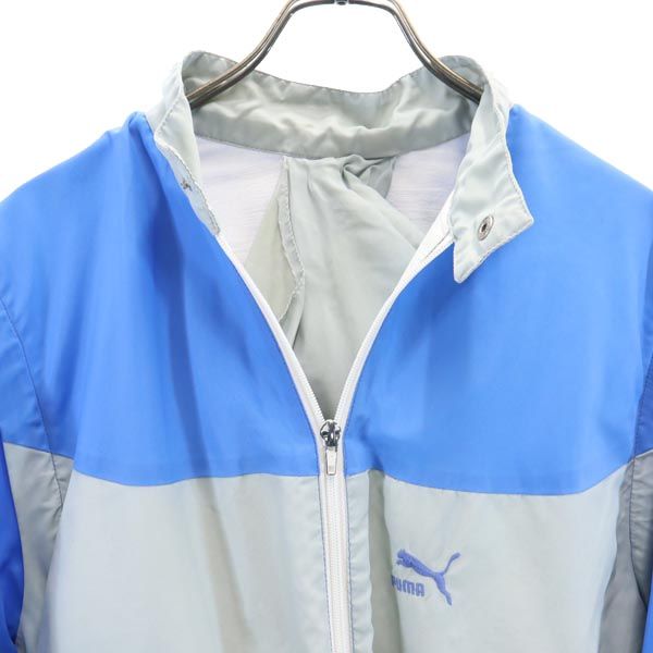 PUMA プーマ 80s イタリア製 ヴィンテージ ロゴ刺_ 2WAY ジップジャケット L ブルー系 メンズ