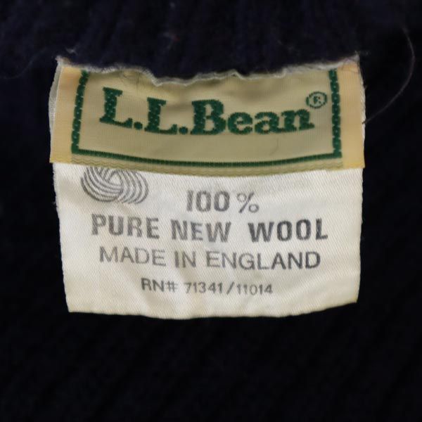 エルエルビーン 80s ヴィンテージ 英国製 ウール 長袖 コマンド セーター ネイビー系 L.L.Bean ニット メンズ