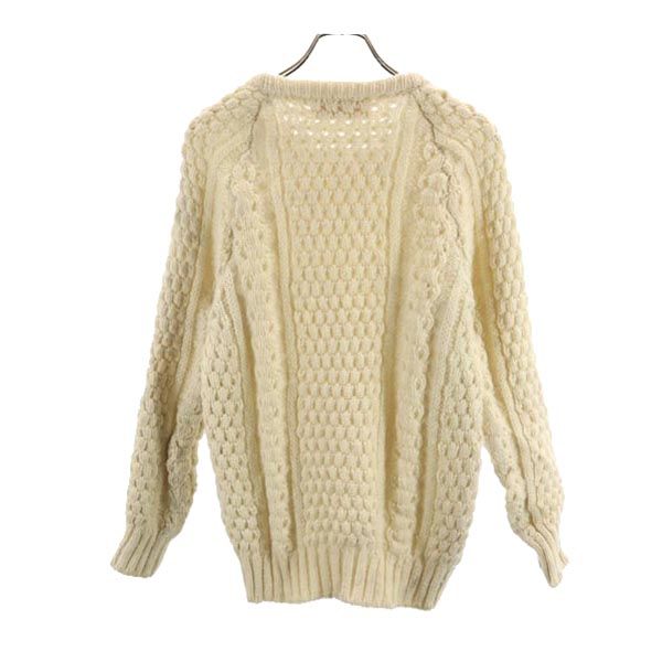 Slieve League 80s フィッシャーマン ヴィンテージ 長袖 ウール セーター ホワイト系 ニット メンズ