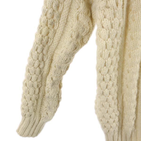 Slieve League 80s フィッシャーマン ヴィンテージ 長袖 ウール セーター ホワイト系 ニット メンズ