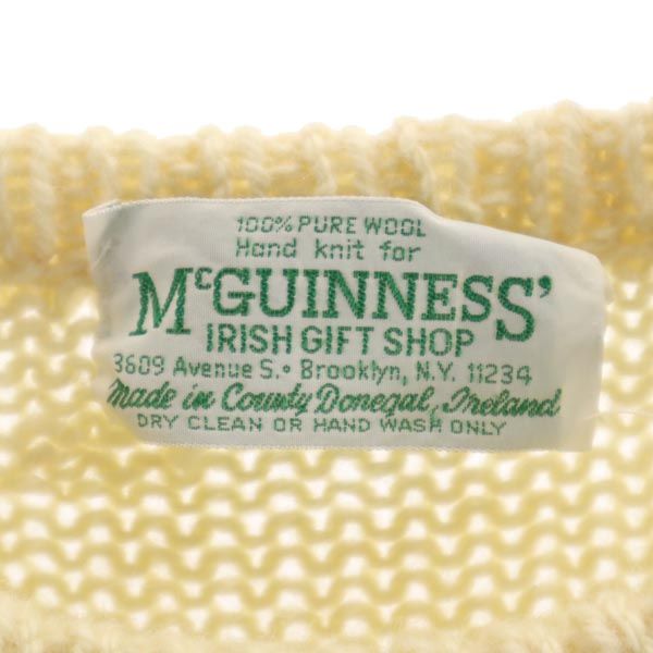 McGUINNESS 80s フィッシャーマン ヴィンテージ 長袖 ウール セーター ホワイト系 ニット メンズ