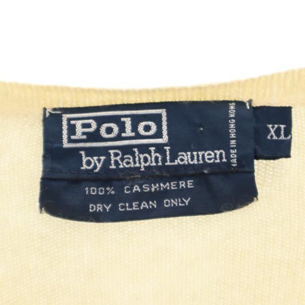 Polo by Ralph Lauren ポロバイラルフローレン カシミヤ100％ 長袖 Vネック セーター XL アイボリー ニット メンズ