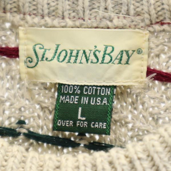 STJOHN’sBAY セントジョンズベイ 90s USA製 オールド 長袖 コットン セーター L グレー系 ニット メンズ