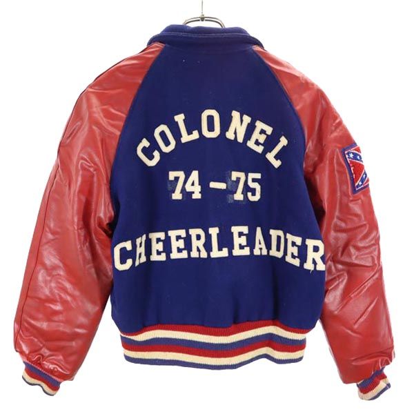 HOWE ATHLETIC APPAREL 70s ウール ヴィンテージ スタジャン 36 ブルー×レッド レディース