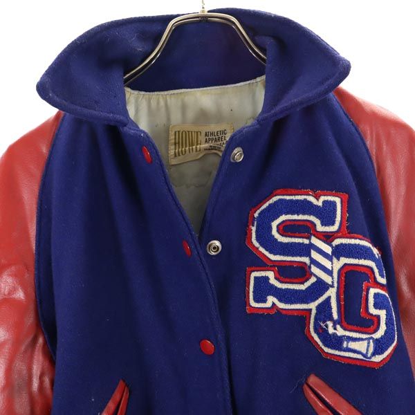 HOWE ATHLETIC APPAREL 70s ウール ヴィンテージ スタジャン 36 ブルー×レッド レディース