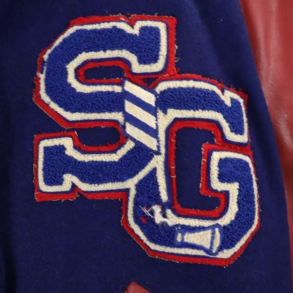 HOWE ATHLETIC APPAREL 70s ウール ヴィンテージ スタジャン 36 ブルー×レッド レディース