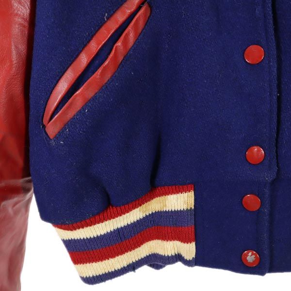 HOWE ATHLETIC APPAREL 70s ウール ヴィンテージ スタジャン 36 ブルー×レッド レディース