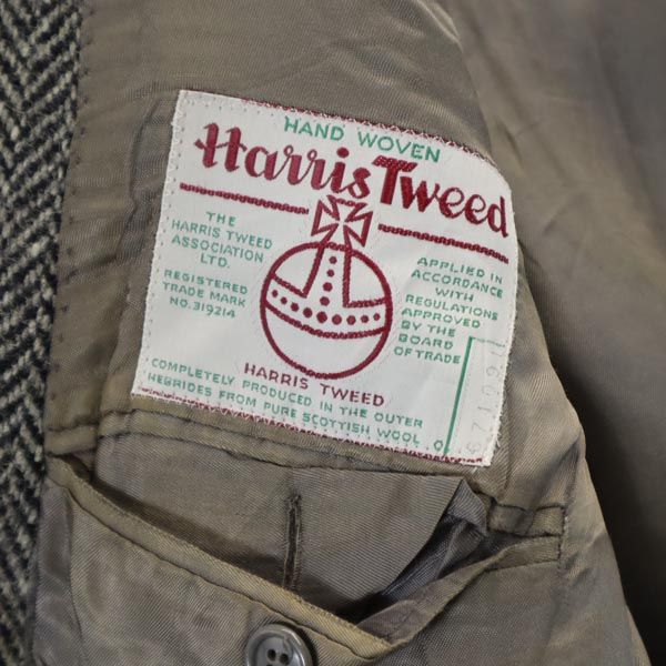HARRIS TWEED ハリスツイード 70s ヴィンテージ ヘリンボーン ウール テーラードジャケット グレー系 メンズ