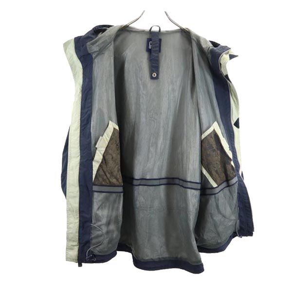 GAP ギャップ オールド リップストップ地 ナイロンジャケット XL ネイビー フード 裏メッシュ地 メンズ