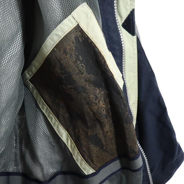 GAP ギャップ オールド リップストップ地 ナイロンジャケット XL ネイビー フード 裏メッシュ地 メンズ