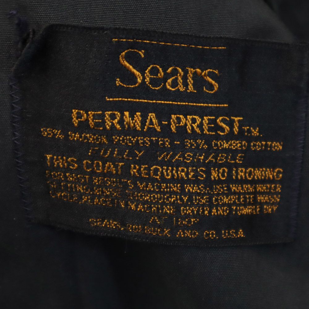Sears シアーズ 70s ヴィンテージ ステンカラーコート 黒 メンズ