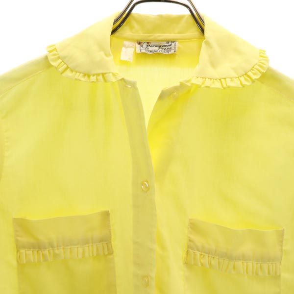 PermanentPress 70s USA製 ヴィンテージ 半袖 フリル シャツ イエロー系 PermanentPress レディース