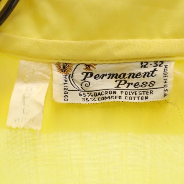 PermanentPress 70s USA製 ヴィンテージ 半袖 フリル シャツ イエロー系 PermanentPress レディース