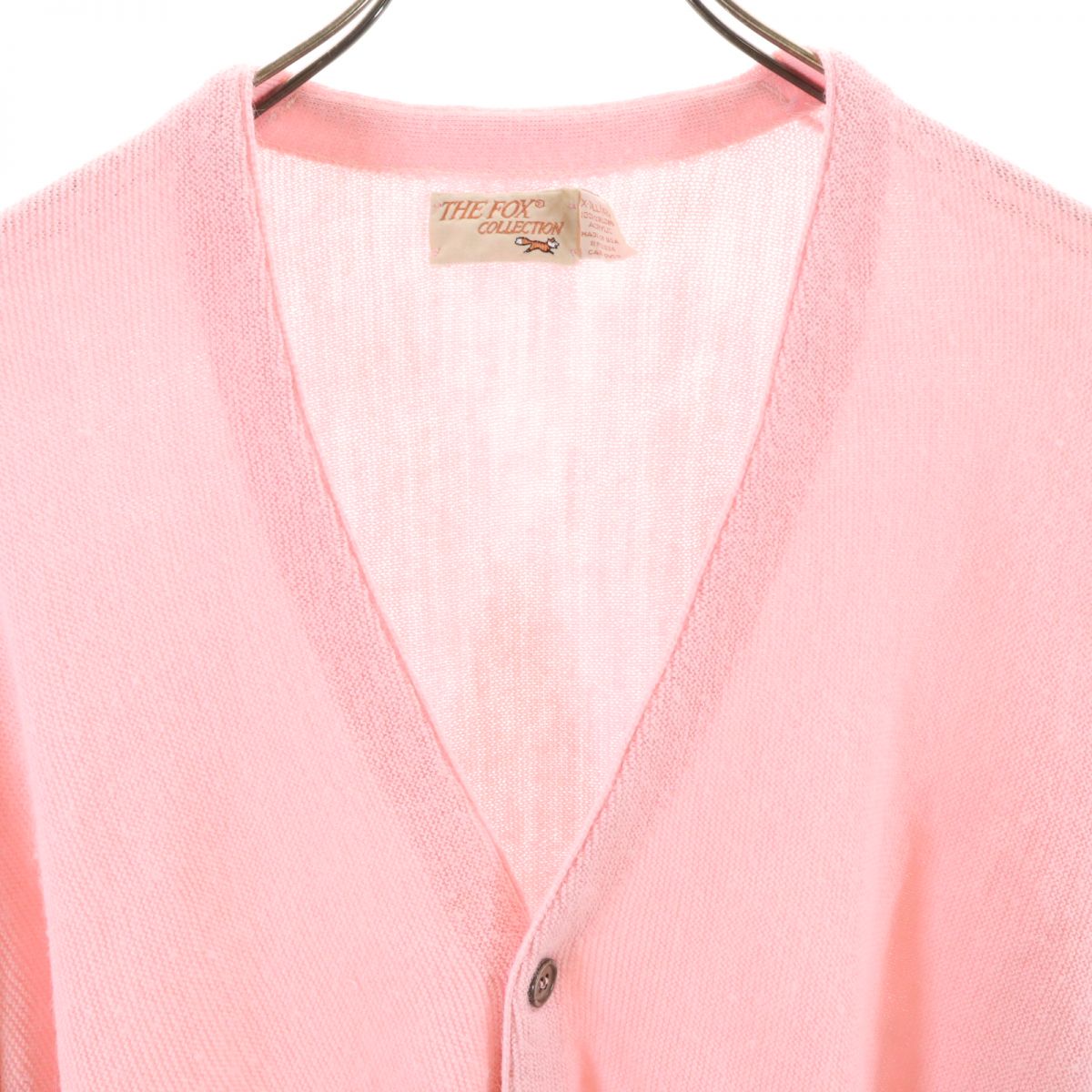 THE FOX COLLECTION ザフォックスコレクション 70s 80s USA製 ヴィンテージ 長袖 ニット カーディガン X-TALL(42) ピンク メンズ