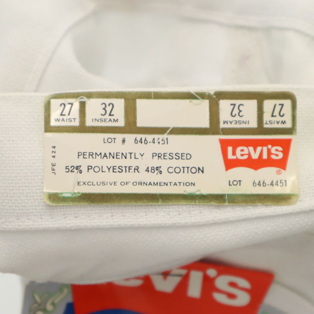 Levi's リーバイス 70s ヴィンテージ スタプレ デッドストック 極東 未使用 ブーツカットパンツ W27 ホワイト系 タグ付き レディース