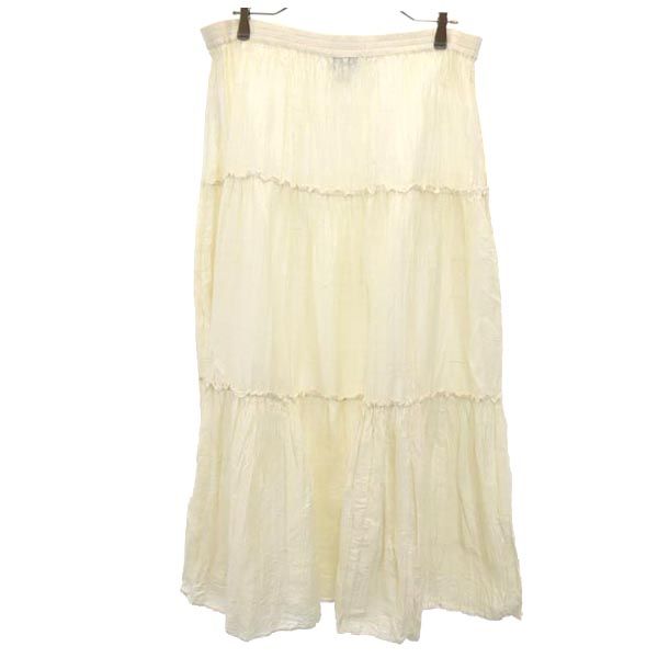 SANDY STARKMAN 90s オールド マキシ丈 シルク100％ ギャザースカート M アイボリー SANDY STARKMAN ワッシャー加工 レディース