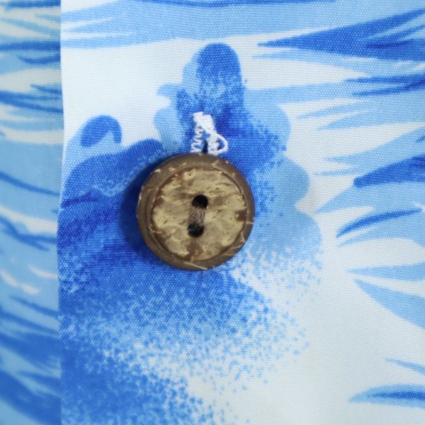 MAUI マウイ 総柄 半袖 アロハシャツ M 青系 メンズ