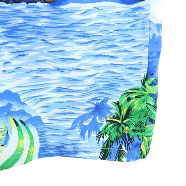 MAUI マウイ 総柄 半袖 アロハシャツ M 青系 メンズ