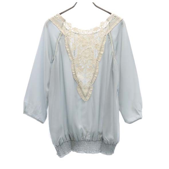 未使用 G put 7分袖 ブラウス M ライトグレー プルオーバー レディース