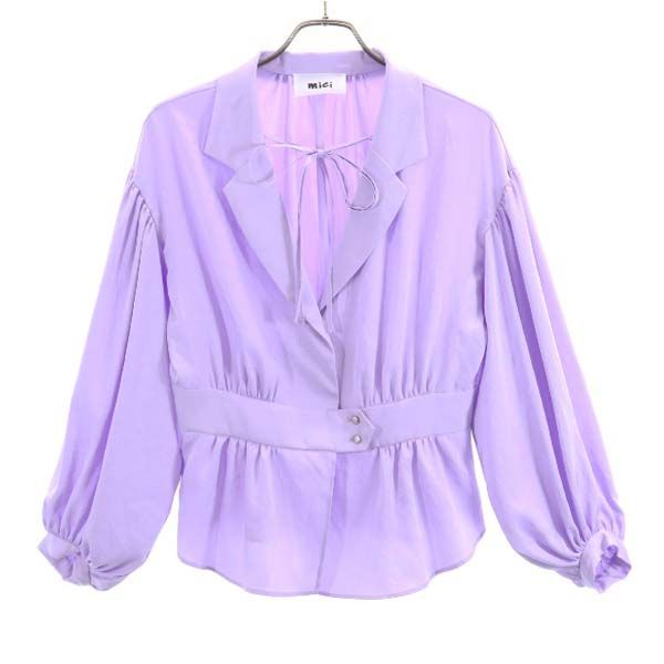 未使用 MiCi ミチ 長袖 ウエストマーク オープンカラーシャツ free パープル 開襟 レディース