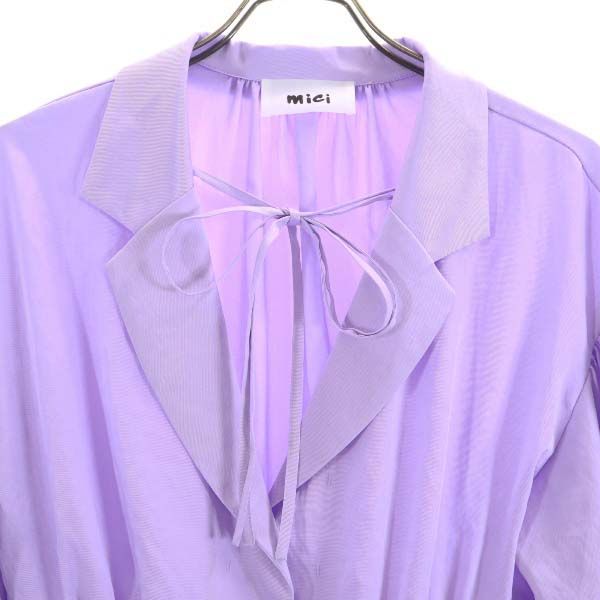 未使用 MiCi ミチ 長袖 ウエストマーク オープンカラーシャツ free パープル 開襟 レディース