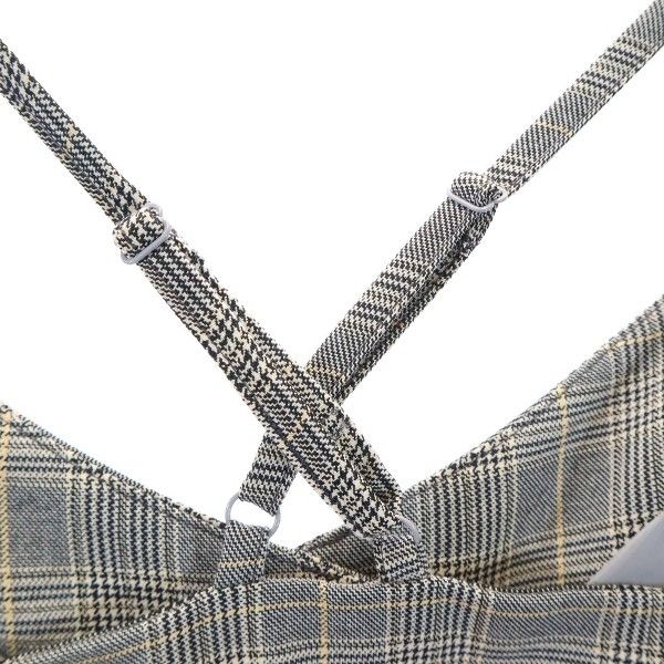 未使用 Rirandture リランドチュール チェック キャミソール 上下 セットアップ 1 グレー×ブラウン プリーツスカート レディース