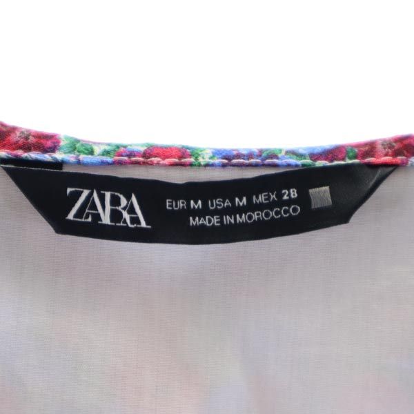 未使用 ザラ 長袖 プリントカラー シャツ M ホワイト系 ZARA レディース