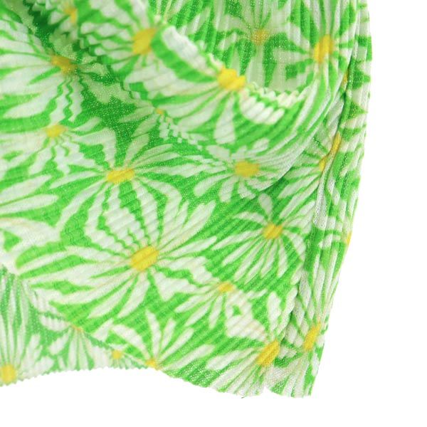 未使用 ZARA ザラ 総花柄 半袖 カットソー S グリーン系 ショート丈 レディース