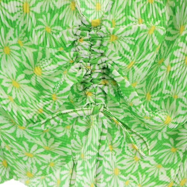 未使用 ZARA ザラ 総花柄 半袖 カットソー S グリーン系 ショート丈 レディース