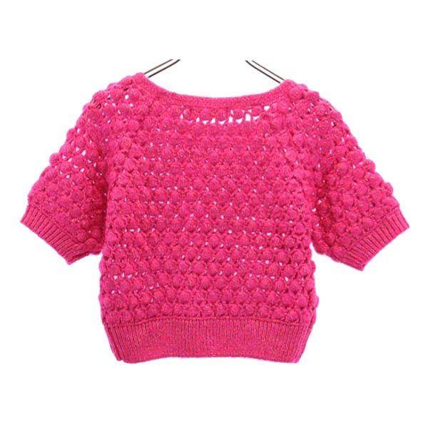 未使用 Lily Brown リリーブラウン 半袖 かぎ針ぽこぽこ ニット F ピンク系 カットソー レディース