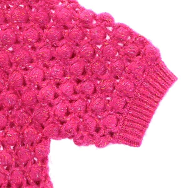 未使用 Lily Brown リリーブラウン 半袖 かぎ針ぽこぽこ ニット F ピンク系 カットソー レディース