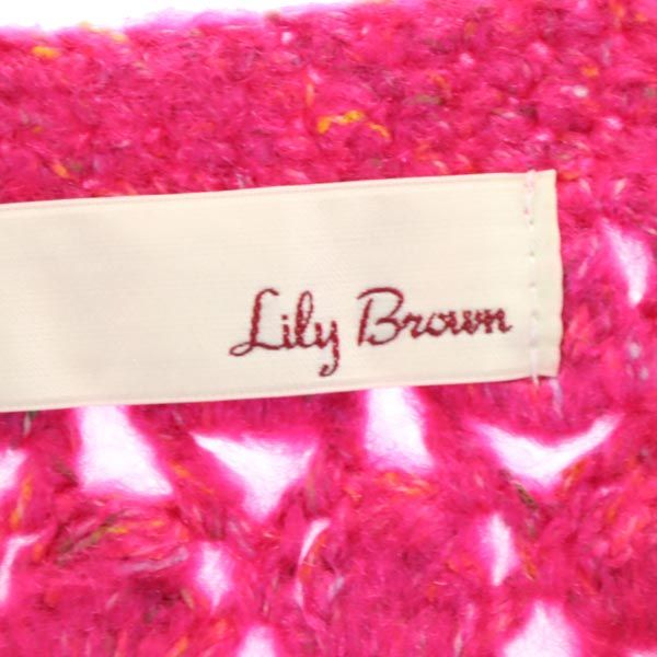 未使用 Lily Brown リリーブラウン 半袖 かぎ針ぽこぽこ ニット F ピンク系 カットソー レディース