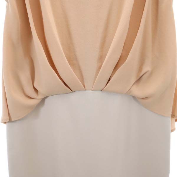 未使用 Unaca アナカ 半袖 レイヤード ワンピース 38 ベージュ フレンチスリーブ レディース