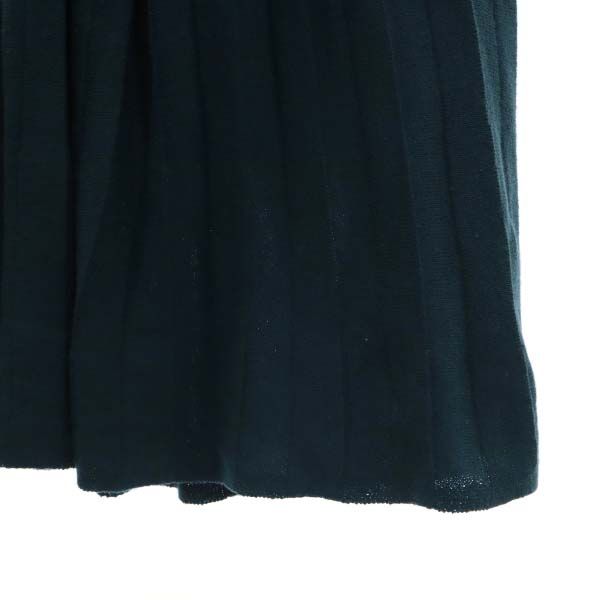 未使用 NATURAL BEAUTY BASIC ナチュラルビューティーベーシック 半袖 プリ－ツニット ワンピース M グレー×深緑 ドッキング レディース