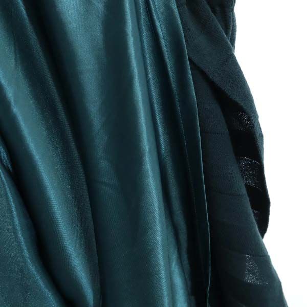 未使用 NATURAL BEAUTY BASIC ナチュラルビューティーベーシック 半袖 プリ－ツニット ワンピース M グレー×深緑 ドッキング レディース