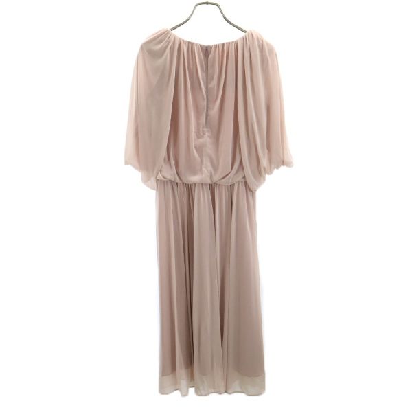 未使用 nano universe ナノユニバース チェック切替 5分袖 エスパンディドレープ2WAY ワンピース 38 ピンクベージュ レディース