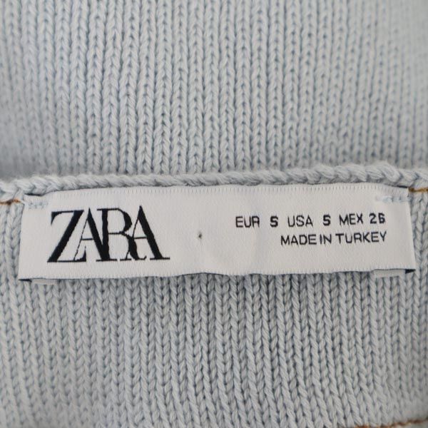 ザラ 未使用 ニット ジャンパースカート S 水色 ZARA ワンピース レディース