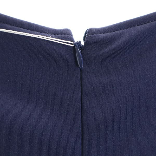 新品 Bonnsylph ノースリーブ スカラップ ネック ワンピース 0 紺 ピンク ウエスト切り替え ハート 総柄 プリーツ レディース