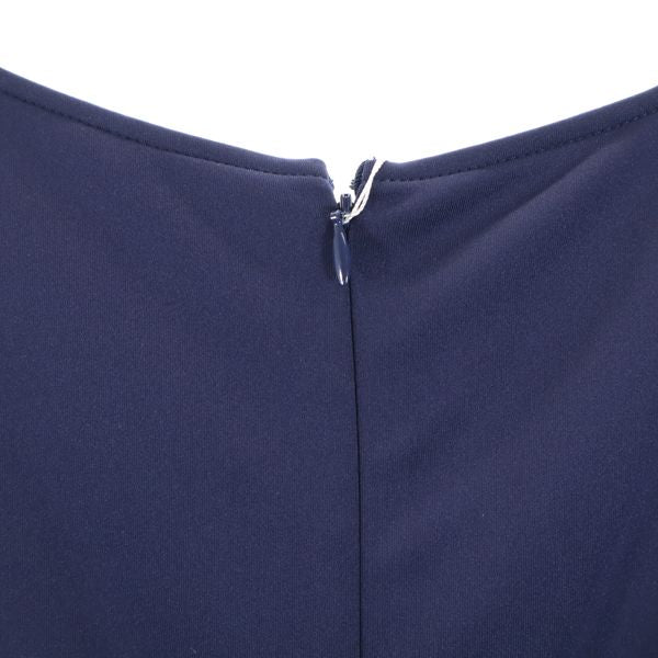 新品 Bonnsylph ノースリーブ スカラップ ネック ワンピース 1 紺 ピンク ウエスト切り替え ハート 総柄 プリーツ レディース