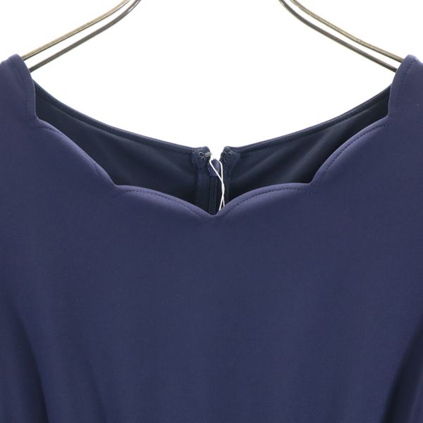 新品 Bonnsylph ノースリーブ スカラップ ネック ワンピース 1 紺 ピンク ウエスト切り替え ハート 総柄 プリーツ レディース