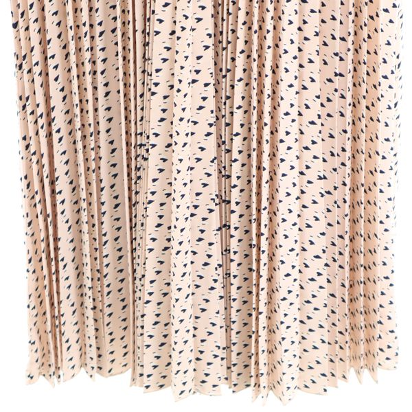 新品 Bonnsylph ノースリーブ スカラップ ネック ワンピース 1 紺 ピンク ウエスト切り替え ハート 総柄 プリーツ レディース