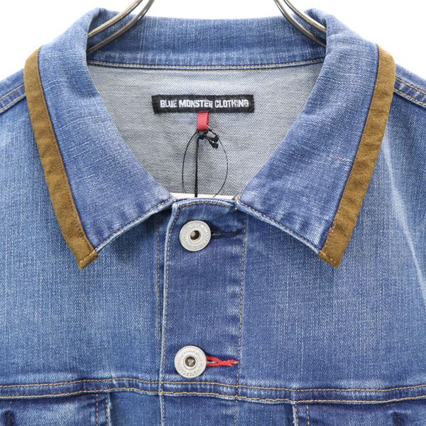 新品 BLUE MONSTER CLOTHING ブルーモンスタークロージング デニムジャケット L ストレッチ Gジャン メンズ