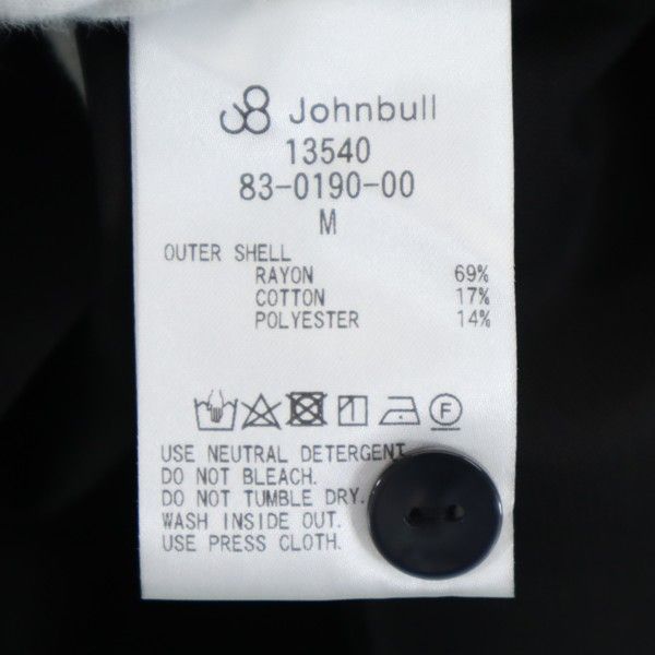 未使用 Johnbull ジョンブル 長袖 エンブロイダリー シャツ M ブラック 刺繍 メンズ