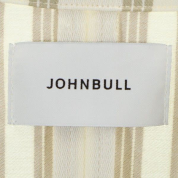 未使用 ジョンブル ストライプ コート M ベージュ系 Johnbull モロッコシリーズ ガウン風コート リネンブレンド メンズ