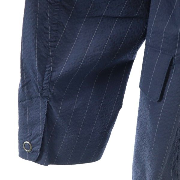 未使用 Johnbull ジョンブル ストライプ テーラードジャケット S 紺 シアサッカー地 メンズ