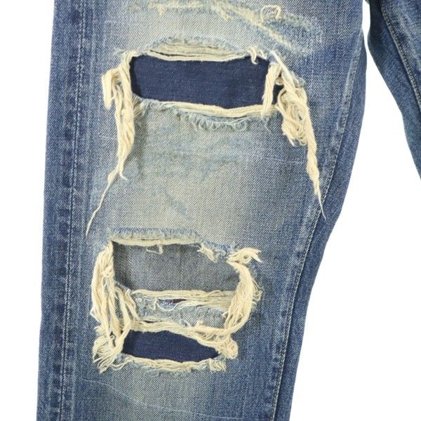 未使用 Johnbull ジョンブル HWジーンズ ストレートデニムパンツ S ジーパン ダメージ セルビッチ メンズ