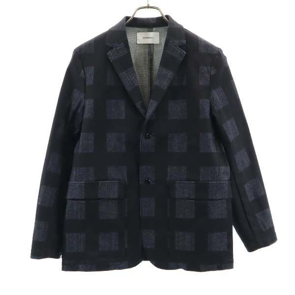未使用 Johnbull ジョンブル チェック柄 デニムジャケット S 濃紺×黒 テーラード ジージャン メンズ